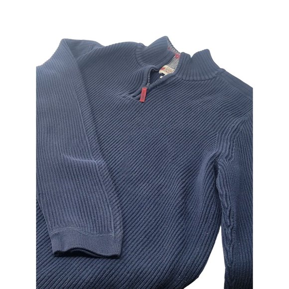 Vintage Eddie Bauer 1/4 Zip Sweater Men's Medium Blue High Neck - Picture 1 of 6